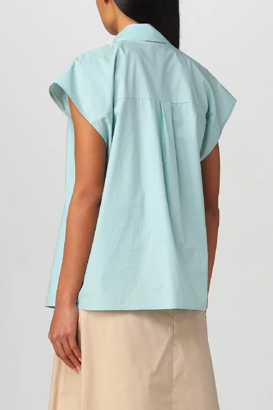 Poplin Blouse in Pure Cotton Poplin Harbor Green