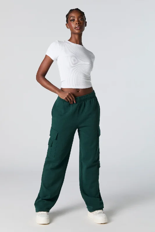 Fleece Wide Leg Cargo Sweatpant