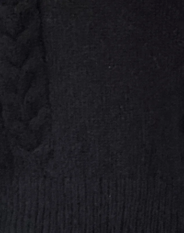 Abelia Cable Knit Cardigan in Black