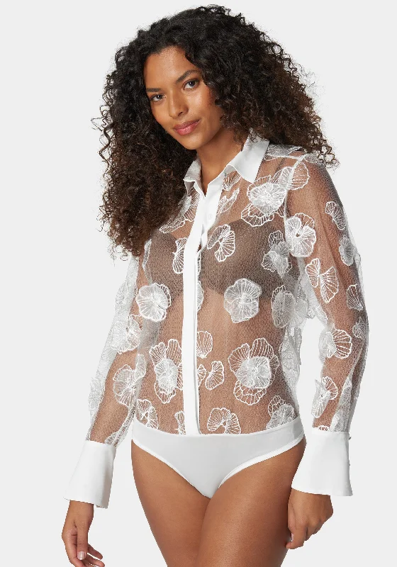 Applique Detail Button Down Bodysuit