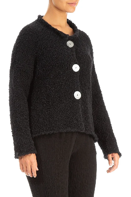 Black Alpaca Wool Cardigan