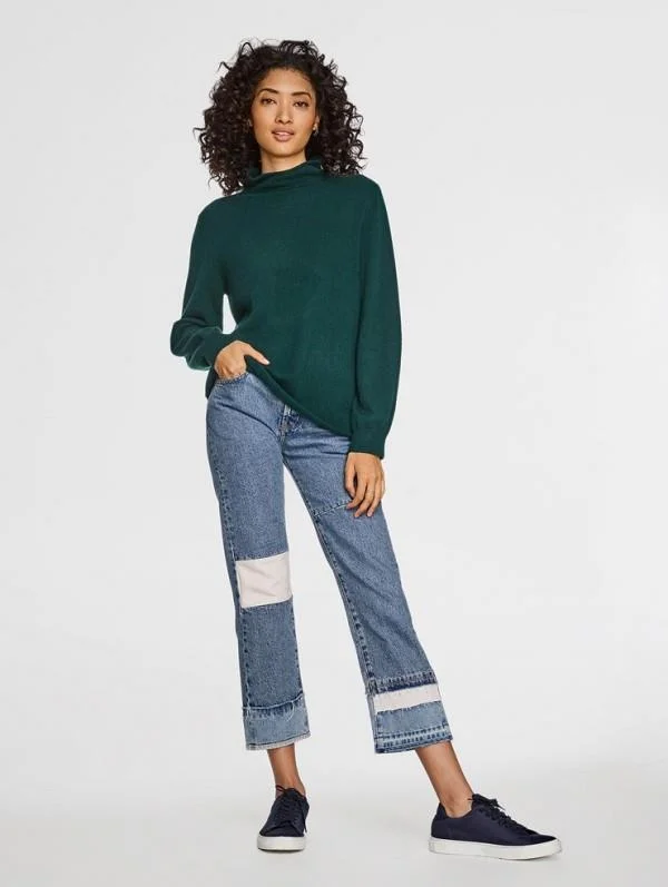 Blouson Sleeve Sweater (Pine Needle Heather)