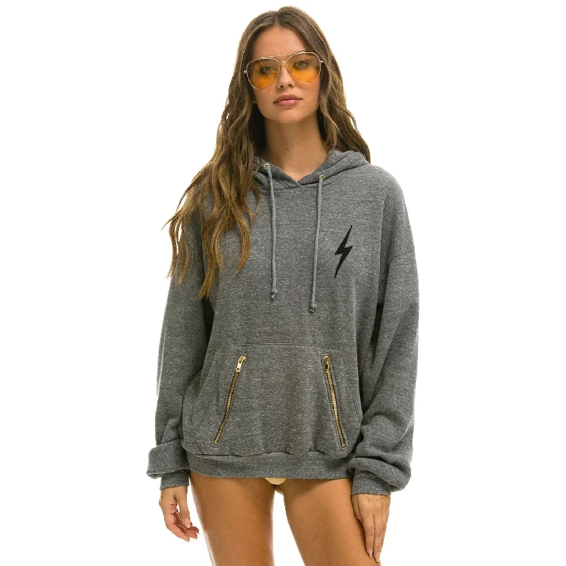 Bolt Stitch Relaxed Pullover Hoodie (Heather Grey + Black)