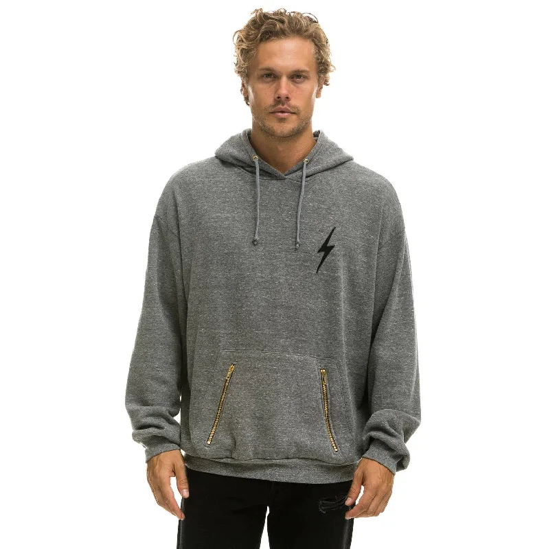 Bolt Stitch Relaxed Pullover Hoodie (Heather Grey + Black)