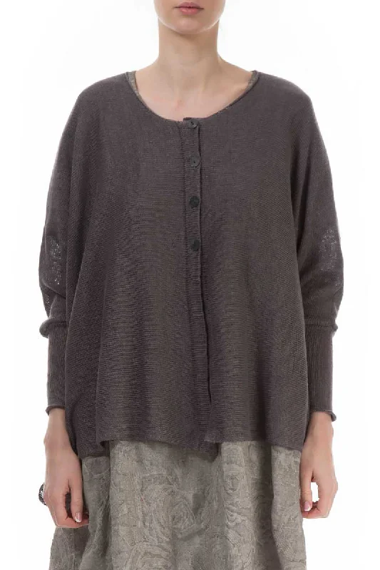 Boxy Brown Linen Cardigan