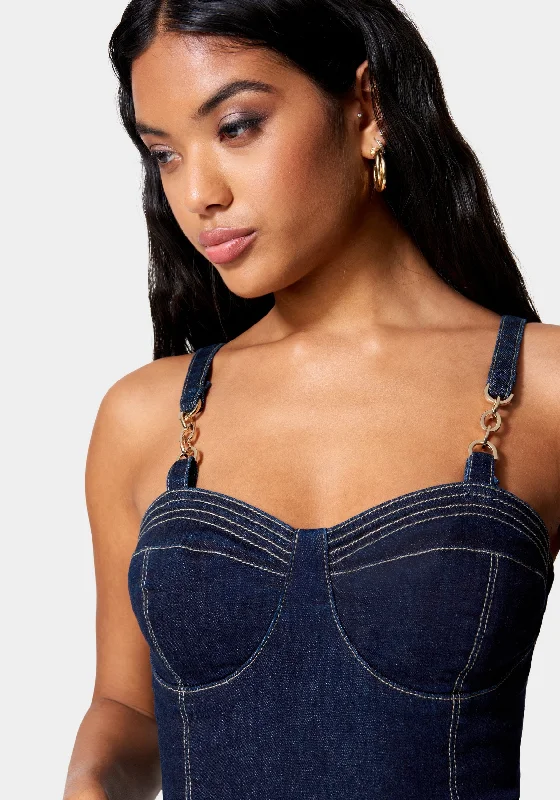 Buckle Strap Denim Bustier