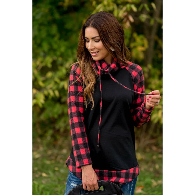 Buffalo Check Cowl Neck Long Tee