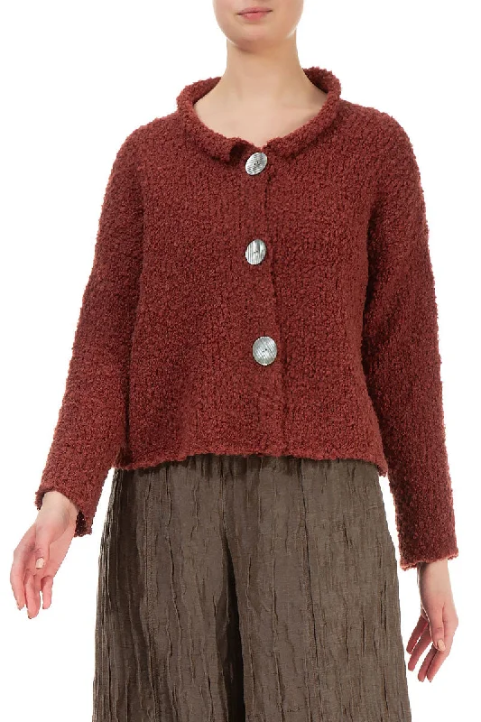 Burnt Brick Alpaca Wool Cardigan