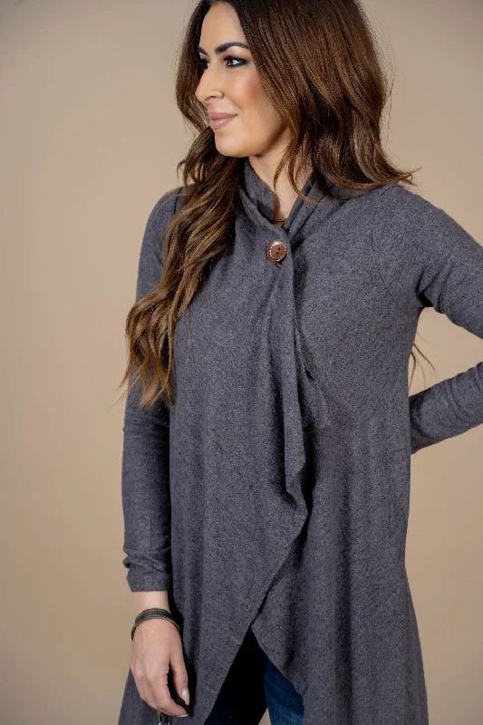 Button Accented Wrap Cardigan