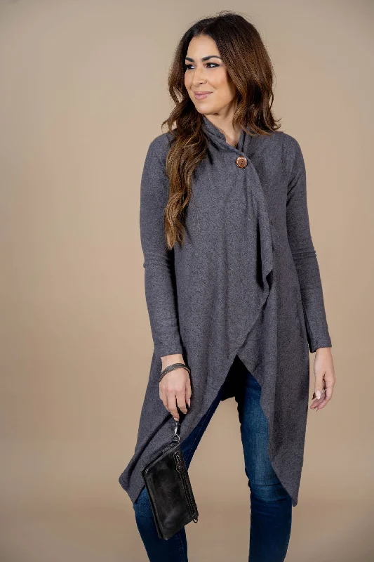 Button Accented Wrap Cardigan