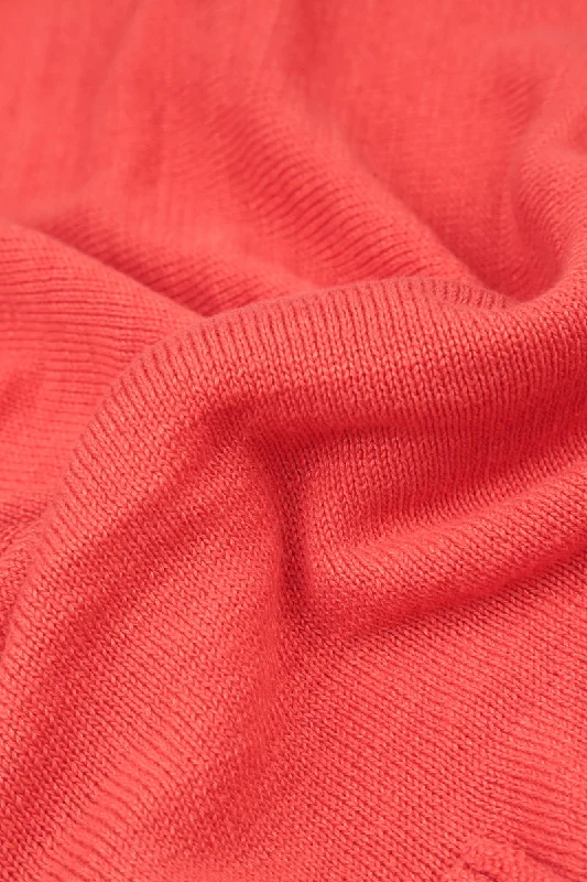 Button Band Boxy Coral Linen Cardigan