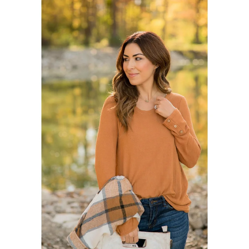 Button Cuff Long Sleeve Tee