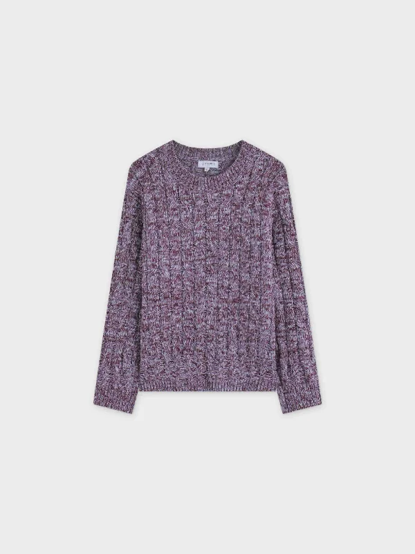 Chunky Heathered Cable sweater-Maroon/Grey