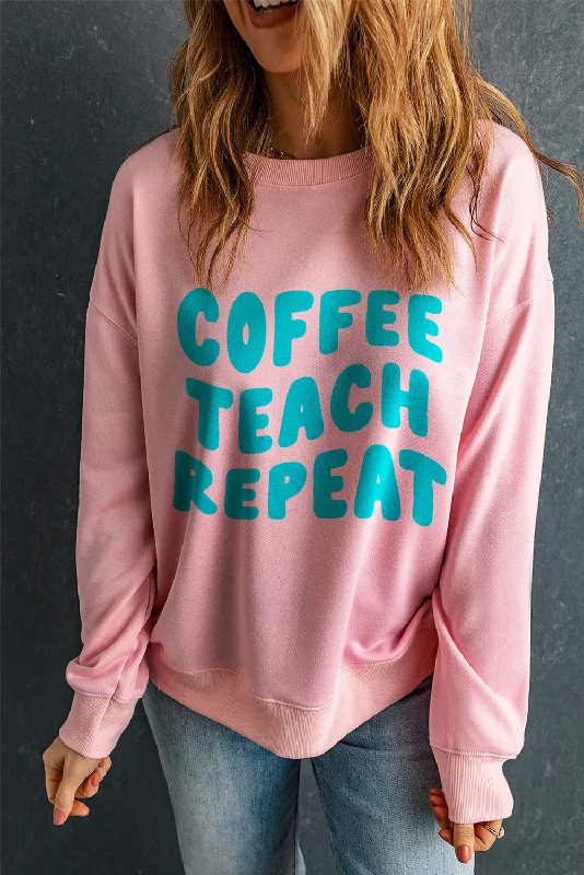 Coffee, Teach, Repeat Graphic Sweatshirt | S-2XL