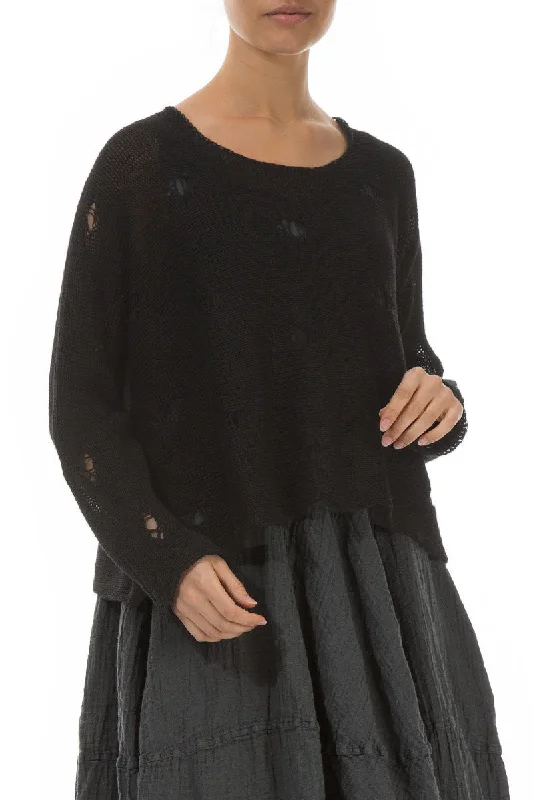 Cut Out Black Linen Jumper