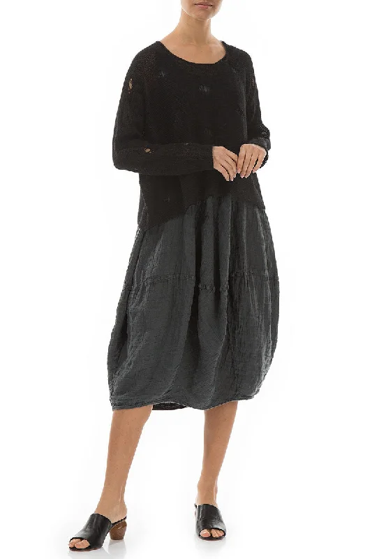 Cut Out Black Linen Jumper