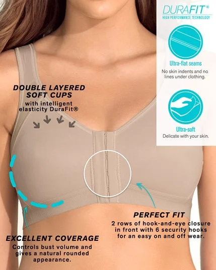 DOCTOR RECOMMENDED POST-SURGICAL WIRELESS BRA WITH FRONT CLOSURE