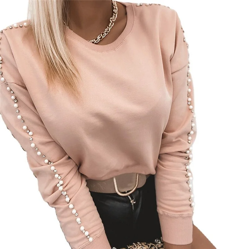 Amy Fashion - Elegant Long Sleeve Sequins Casual Pullover