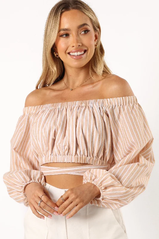 Emilia Wrap Top - Beige Ivory