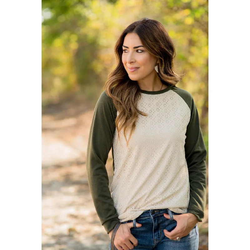 Eyelet Body Solid Long Sleeve Sweatshirt