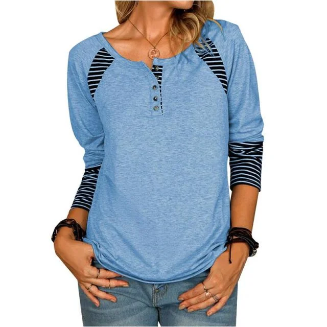 Amy Fashion - Fashion Stitching Pullover Straight T-shirt