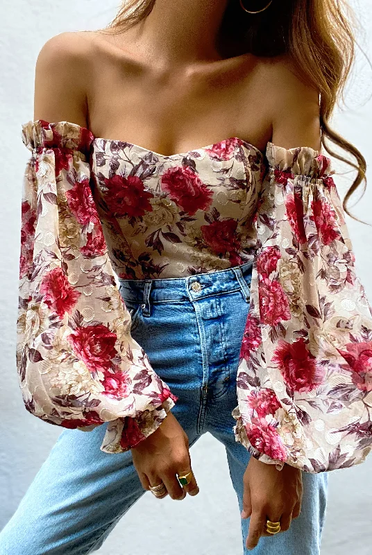 Florence Bodysuit - Red Floral