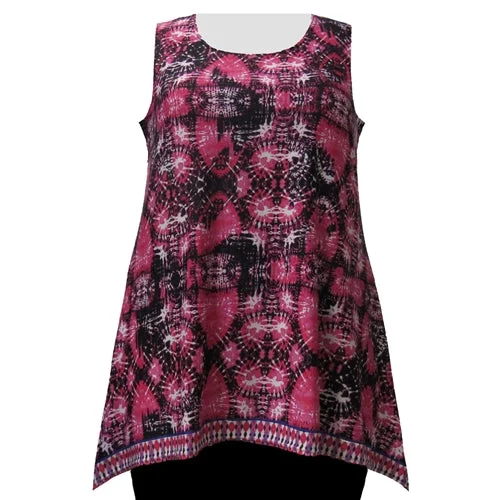 Fuchsia Tiki Border Print Tank Top Women's Plus Size Tank Top