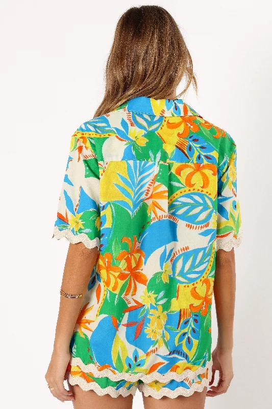 Harriet Button Down Top - Malta Print