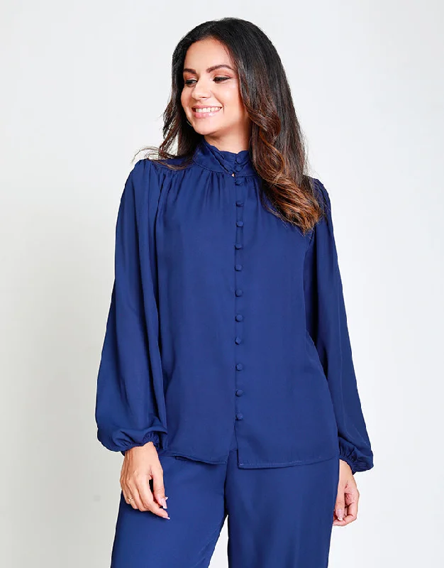 High Neck Long Sleeves Blouse