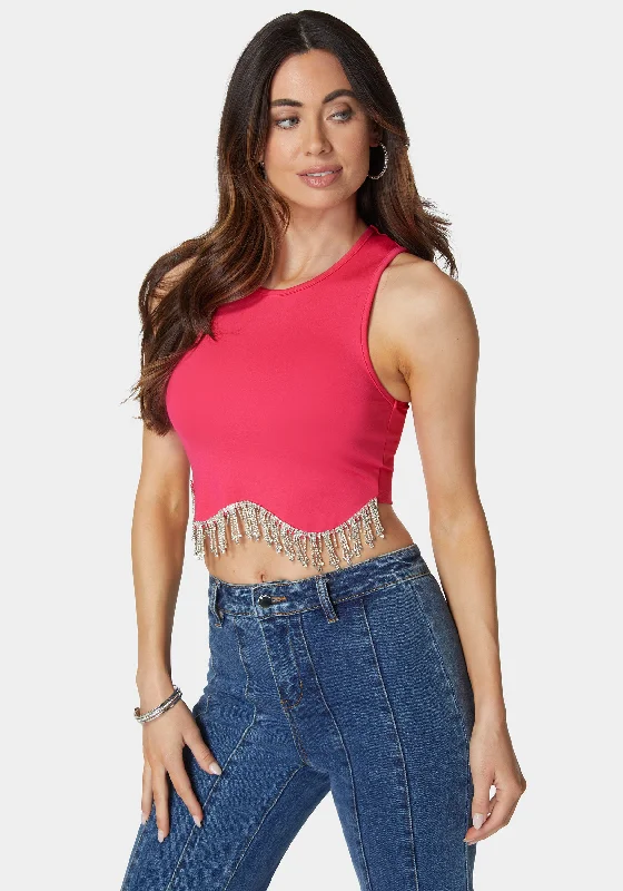 Jewel Fringe Sleeveless Knit Top