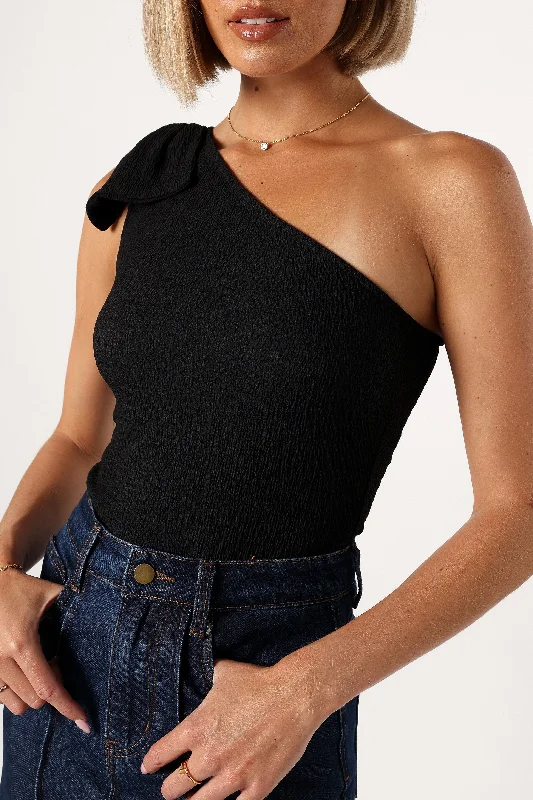 Jordana One Shoulder Bodysuit - Black