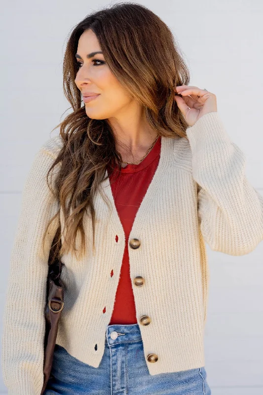 Knit Button Accented Cardigan