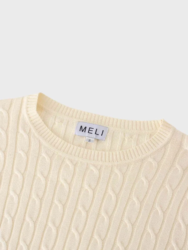 Knit Cable Sweater-Ivory