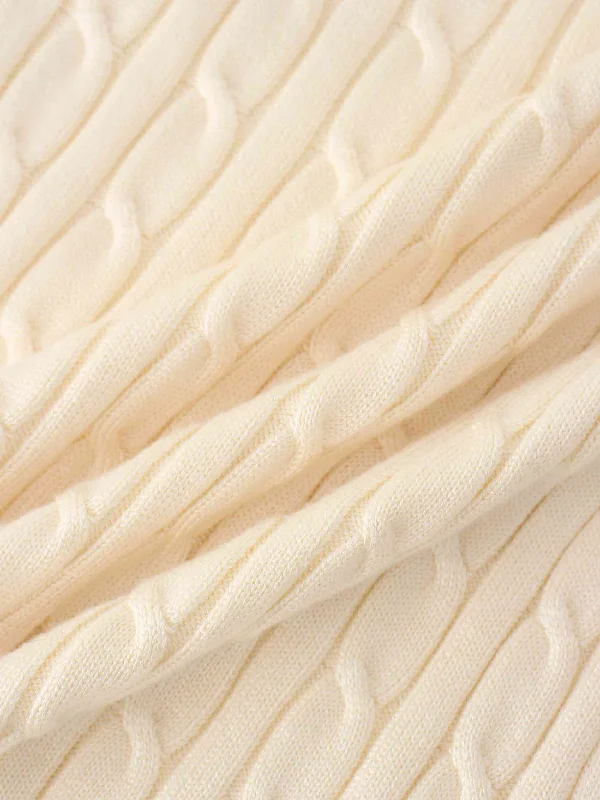 Knit Cable Sweater-Ivory