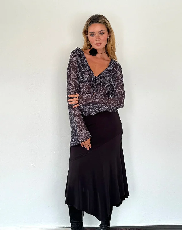 Lakota Cardigan in Black Baroque Print