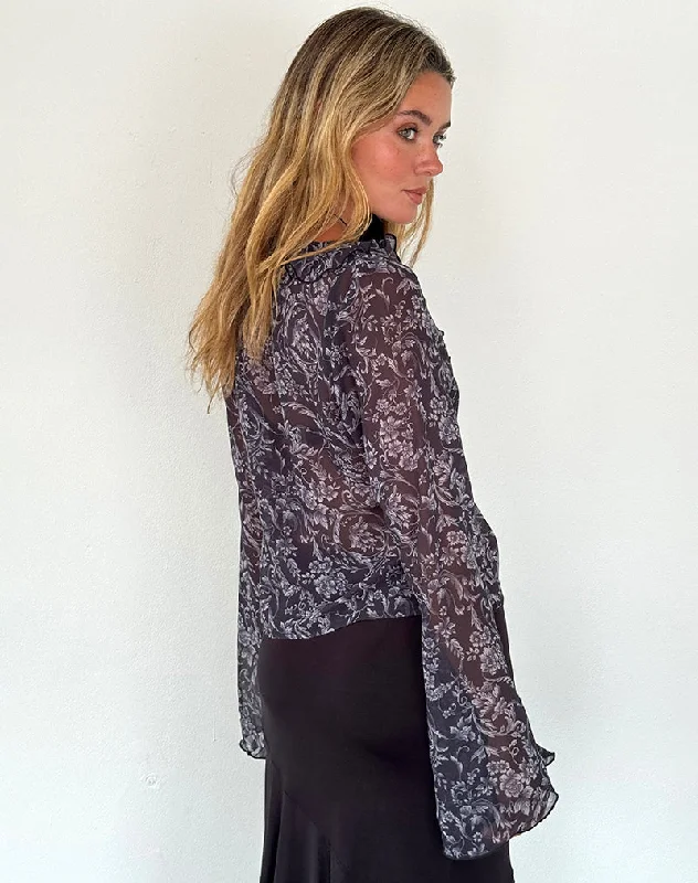 Lakota Cardigan in Black Baroque Print