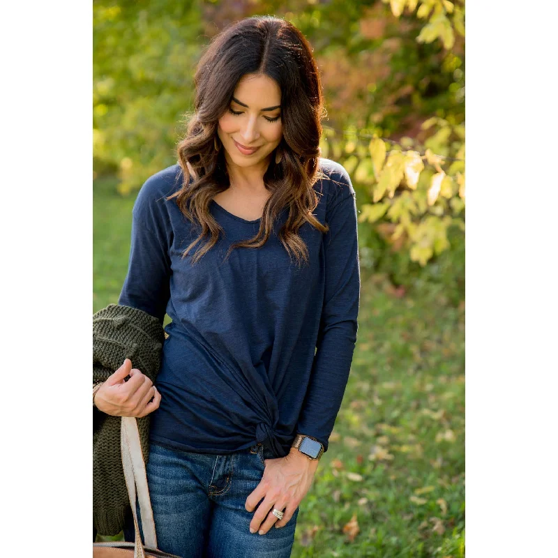 Long Sleeve Front Knot Tee