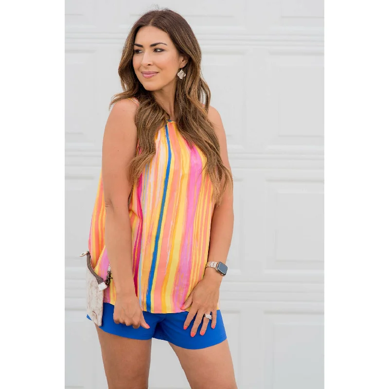 Multi Colored Vertical Striped Tank Top