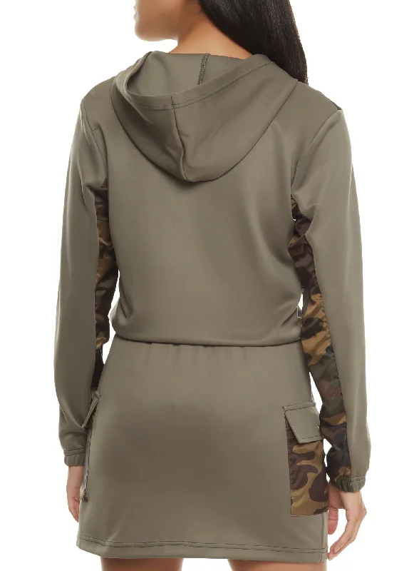 Camo Color Block Half Zip Hoodie