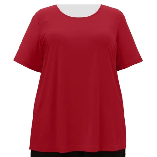 Red Round Neck Pullover Top Women's Plus Size Top