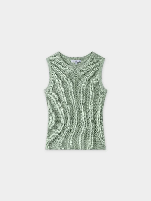 Sleeveless Ribbed Crew-Seafoam