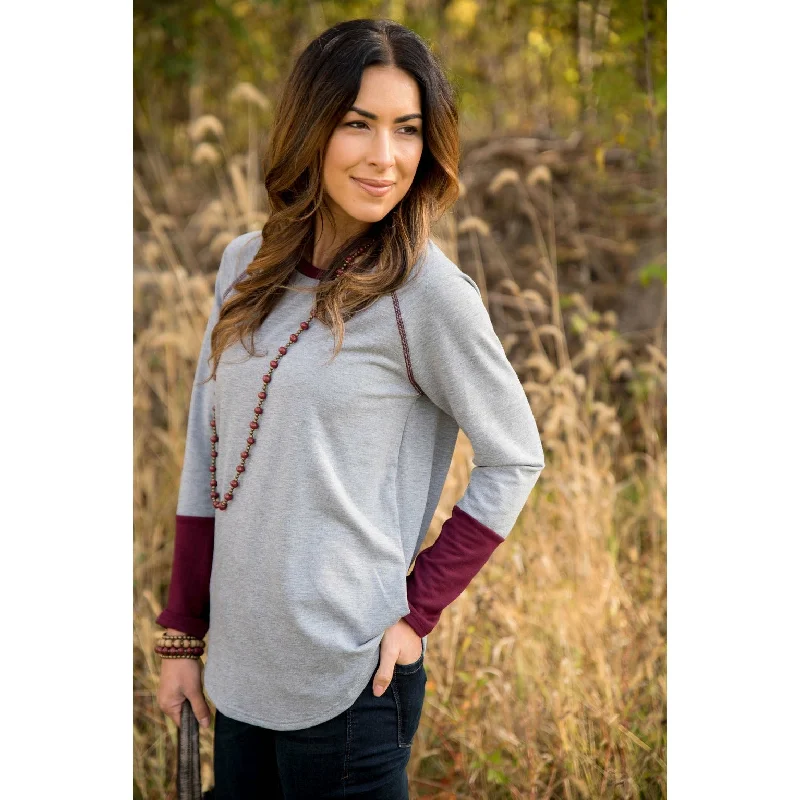 Solid Accent Long Sleeve Tee