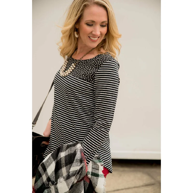 Speckled Top Striped Long Sleeve