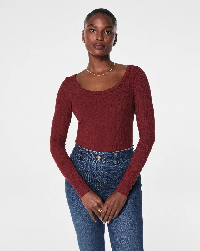 Stretch Rib Scoop Neck Tee