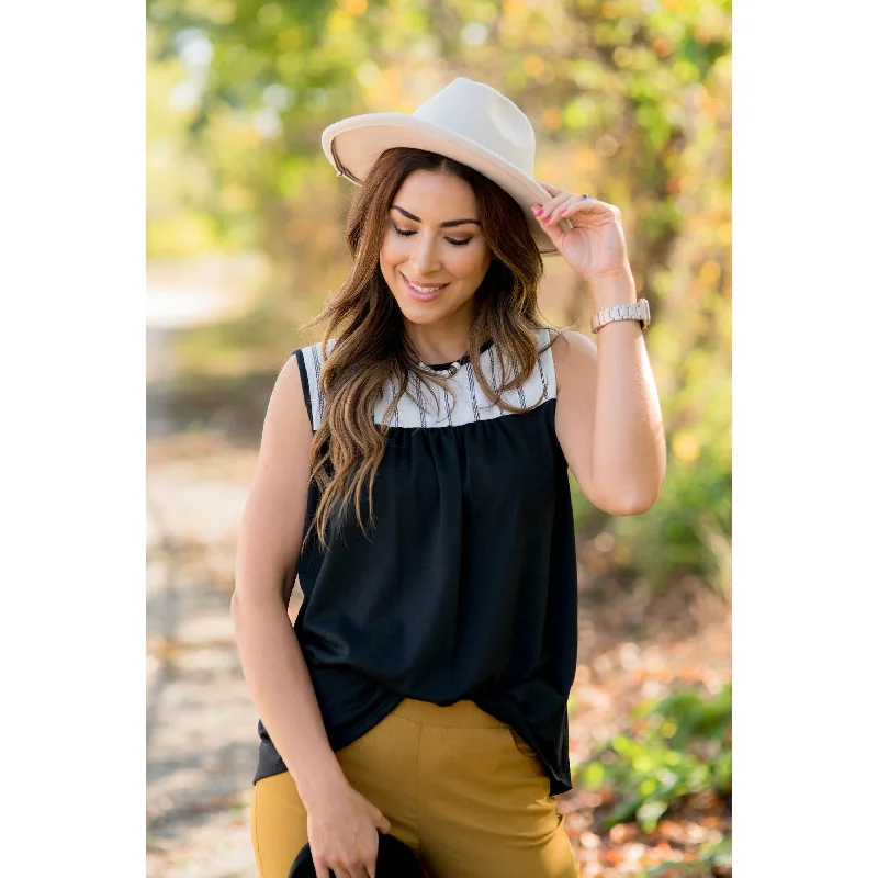 Striped Neckline Tank