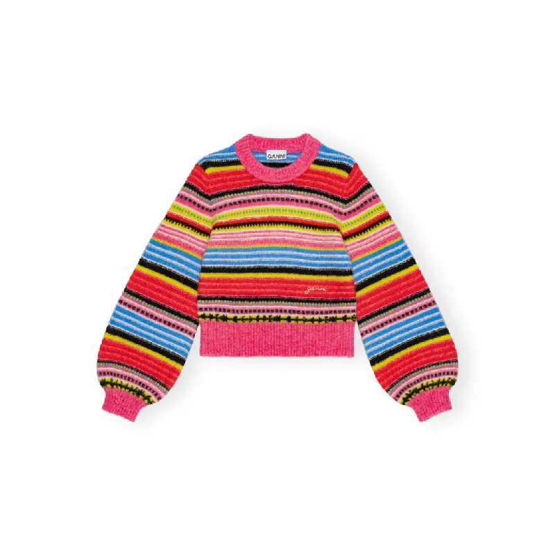 Striped Soft Wool O-Neck Sweater (Multicolour)