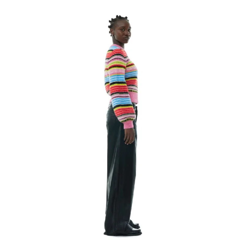 Striped Soft Wool O-Neck Sweater (Multicolour)