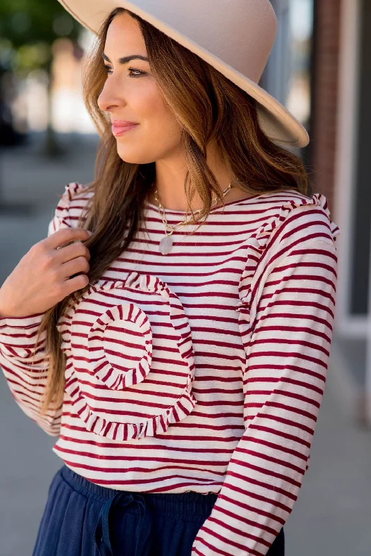 Striped Wildflower Ruffle Long Sleeve Tee