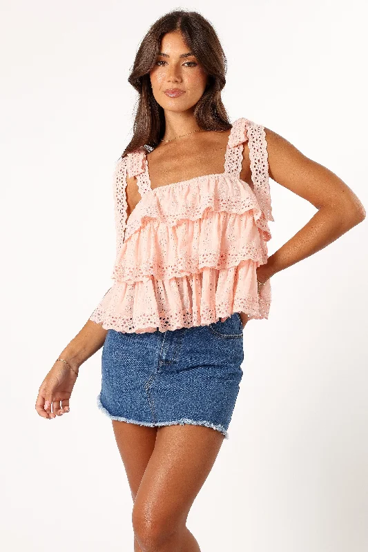 Tanya Lace Top - Light Pink