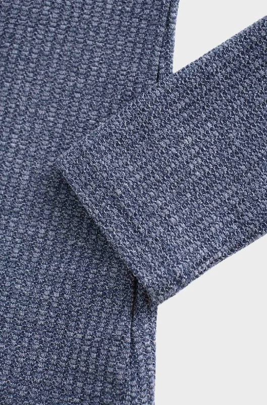 Textured Stretch Turtleneck-Blue